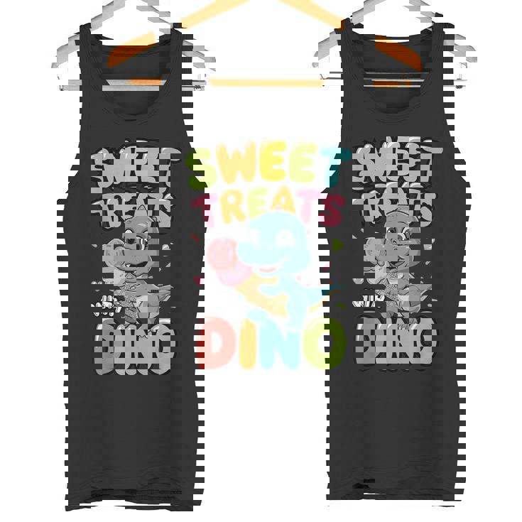 カラフル スイート おやつ 恐竜 かわいい 恐竜 デザート アイスクリーム タンクトップ