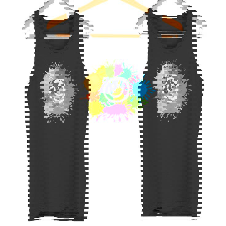 カラフル スプラッター ペイント 水彩 スマイル フェイス ユニセックス タンクトップ