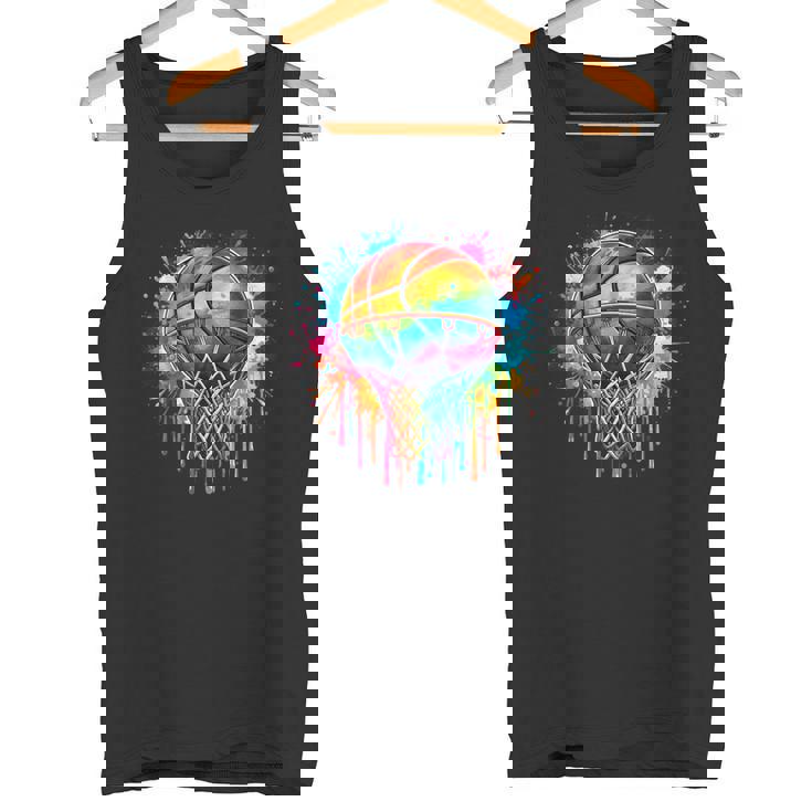 カラフル バスケットボール 絞り染め カラー スプラッシュ フープ ネット スラム ダンク タンクトップ