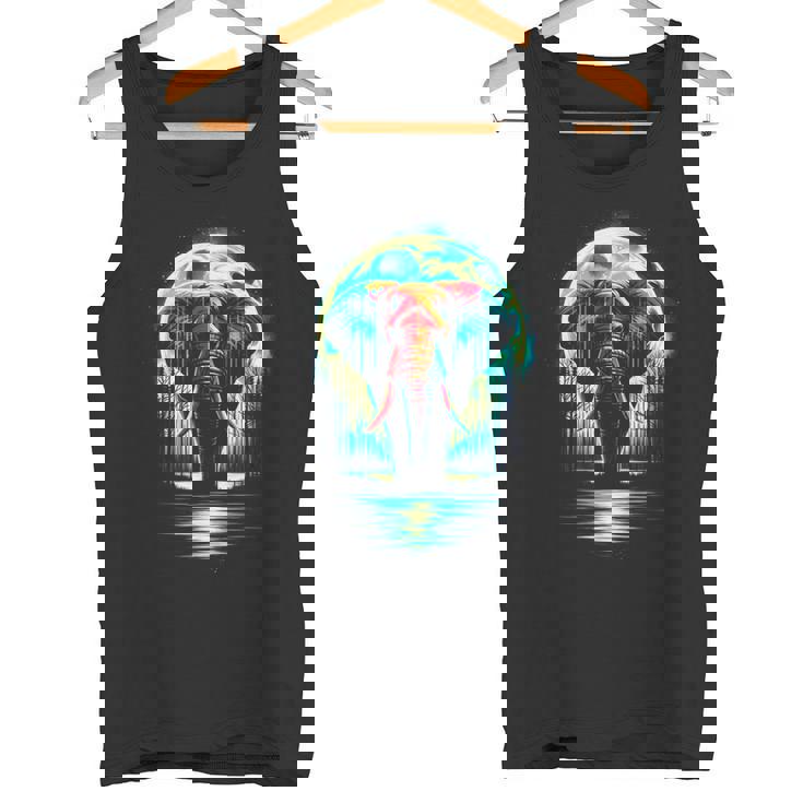 カラフル 象 精霊 動物 かっこいい イラスト アート タンクトップ