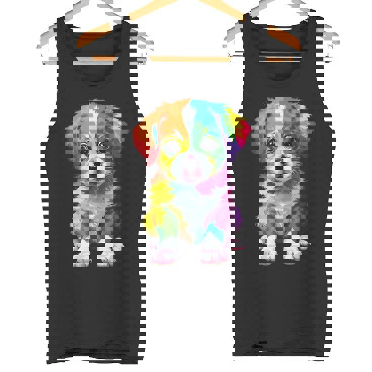 カラフルなかわいい子犬 愛らしい犬 タンクトップ