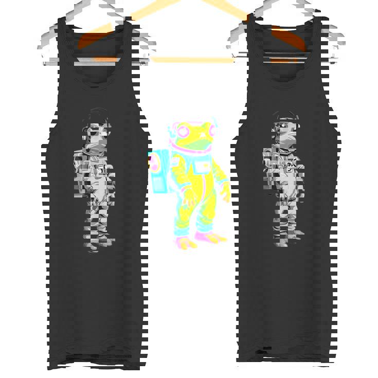カラフルなカエルの宇宙飛行士キャラクター タンクトップ