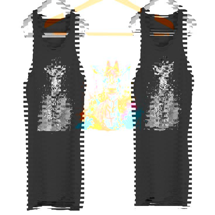 カラフルなキリン 動物 恋人 スプラッシュアート タンクトップ