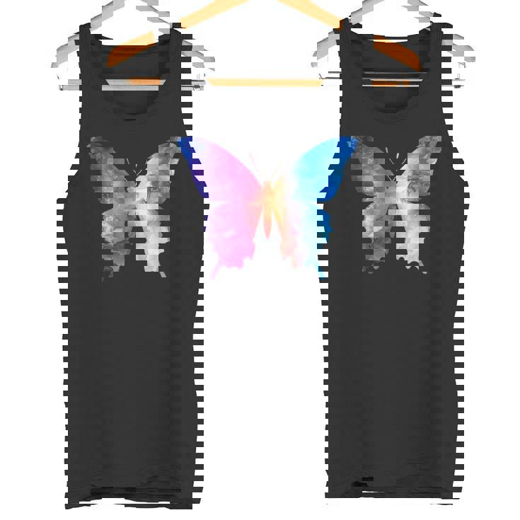 カラフルなシルエット抽象的な水彩蝶 タンクトップ