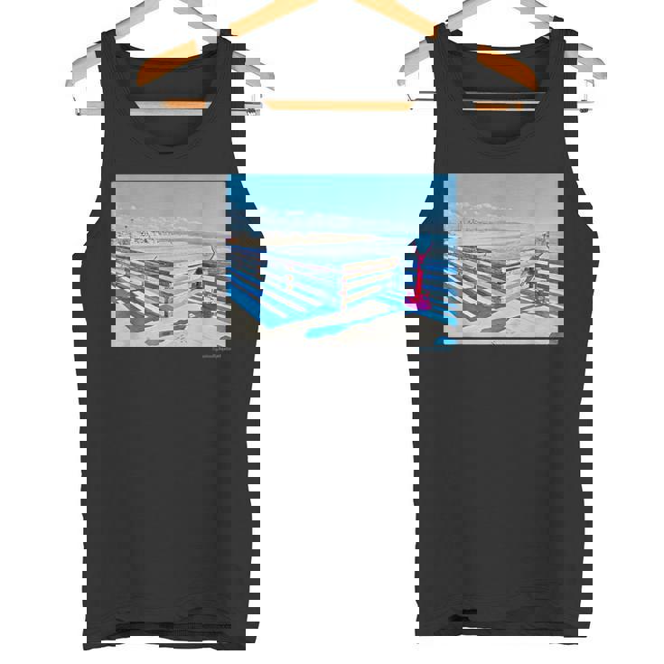 カリフォルニアの桟橋からのカラフルな海の景色 タンクトップ