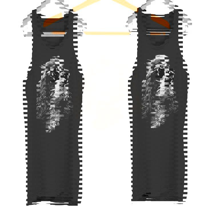 キャバリア・キング・チャールズ・スパニエル犬とサングラス タンクトップ