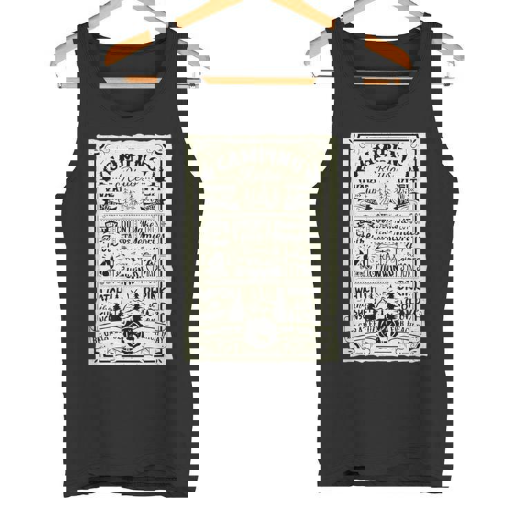 キャンピング ルール 遊び心たっぷりのヴィンテージ調デザイン おもしろ キャンプ タンクトップ