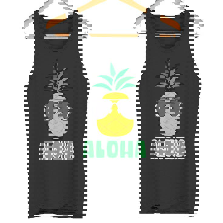 キュートなアロハパイナップルサングラス ハワイアンティキ タンクトップ