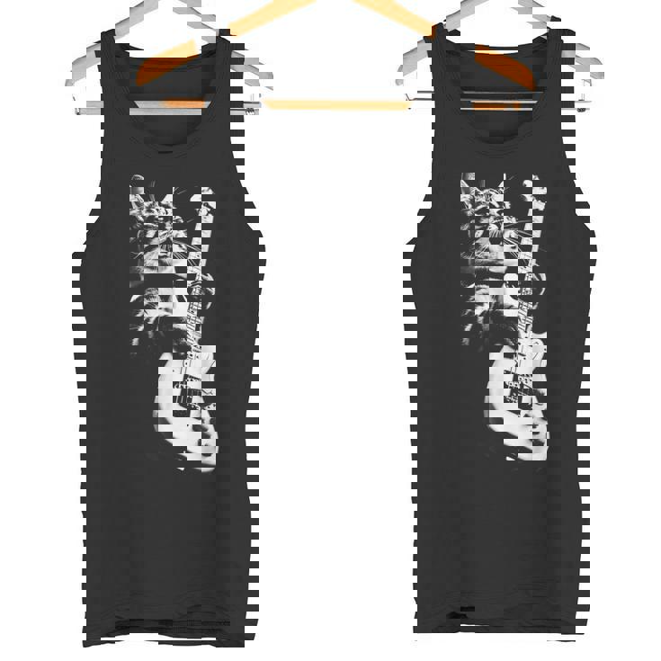 ギターを弾くロック猫 面白いギター猫 タンクトップ