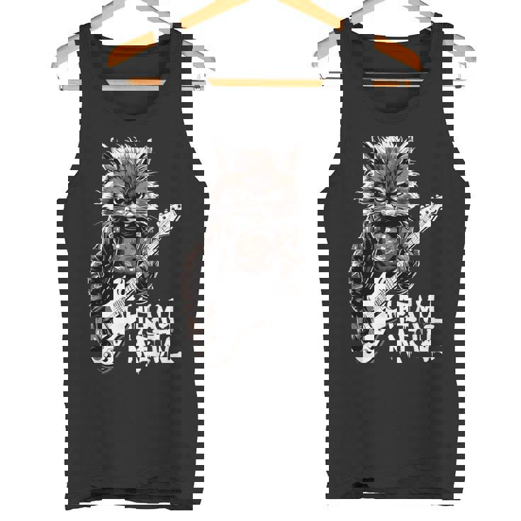 ギターを弾く猫 ヘヴィメタル ロックキャット おもしろギタリスト タンクトップ