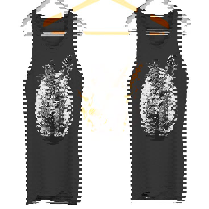 ギターを持った猫 ロックミュージックキャット ヘヴィメタルキャット タンクトップ