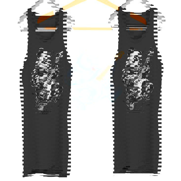 ギター付きパンダ グラフィック パンダ愛好家 パンダ ベース演奏 タンクトップ