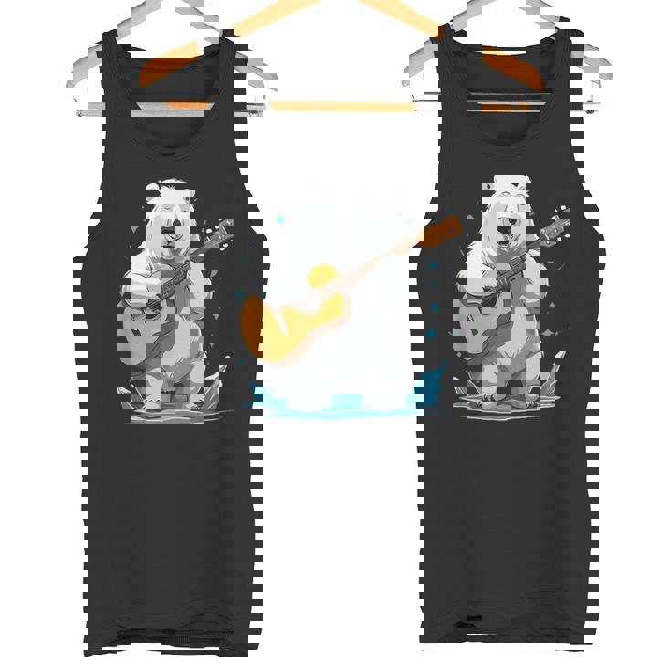 クマがアコースティックギターを弾くクマのギタリスト タンクトップ