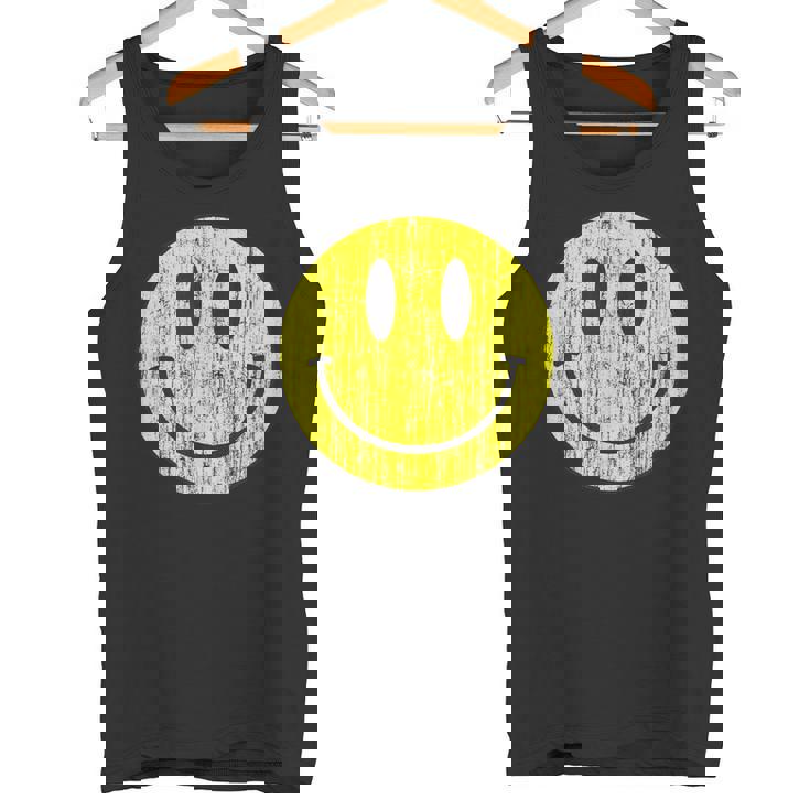 クラシック スマイリーシャツ アンティーク調 80年代風 アシッドハウス アイコン 顔文字 タンクトップ