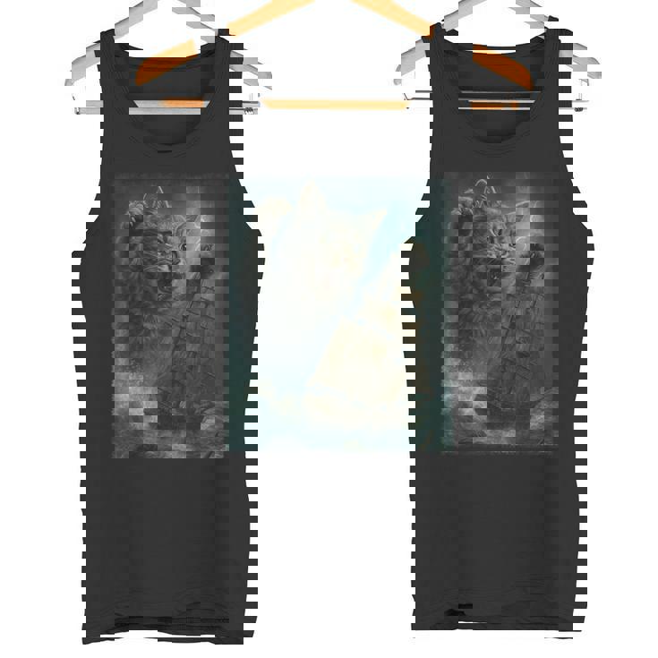 クラーケンの海の怪獣が海に潜る海賊船を襲う巨大猫 タンクトップ