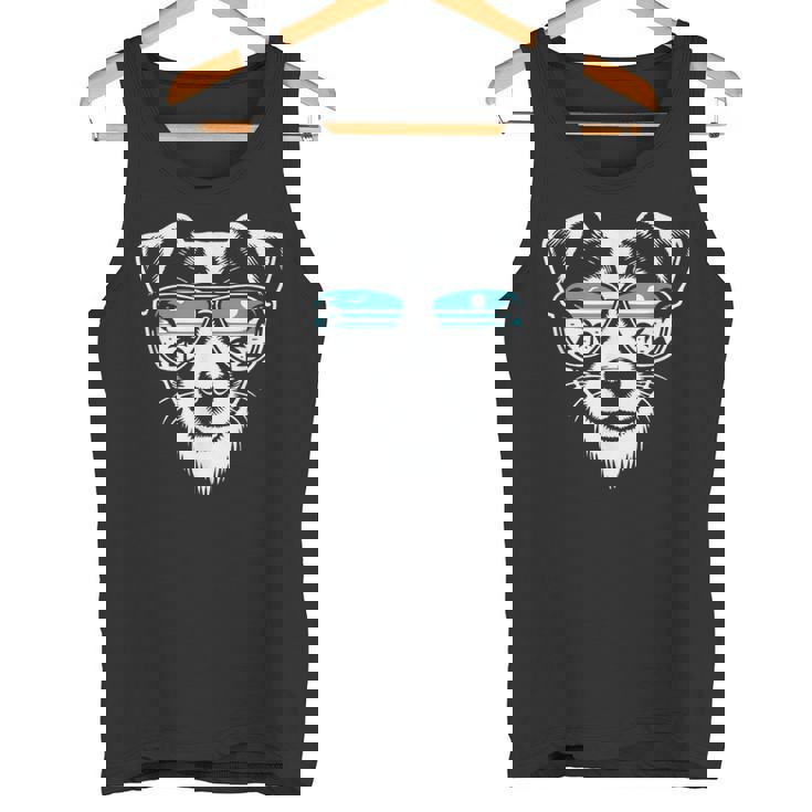 クールなジャック ラッセル テリア犬サングラス グラフィック デザイン タンクトップ