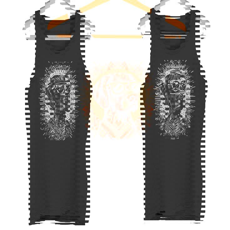 クールなジャーマンショートヘアポインタードッグトライバルアートスタイル タンクトップ