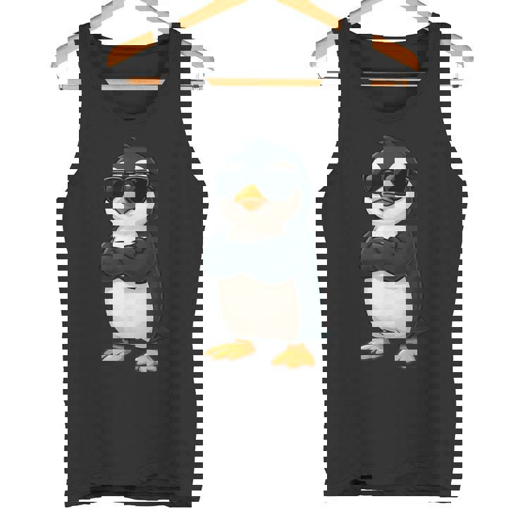 クールなペンギン漫画面白い動物サングラス付き タンクトップ