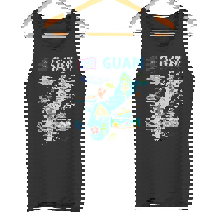 グアム、主要都市、旗、アメリカの観光名所地図 タンクトップ