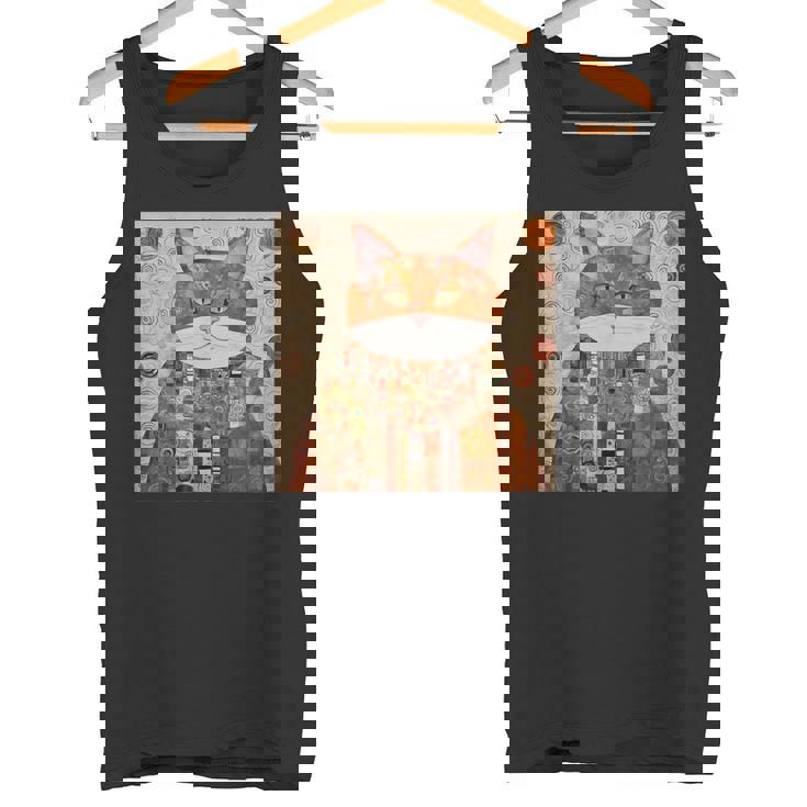 グスタフ・クリムト 幾何学模様の猫 タンクトップ