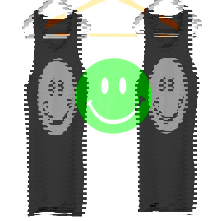 グリーン スマイリーフェイス レトロ グリーン ハッピーフェイス タンクトップ