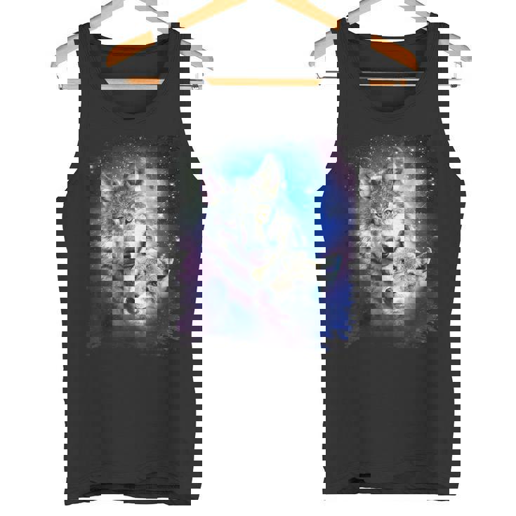 コズミックスペース オオカミ 家族 オオカミ 顔 タンクトップ