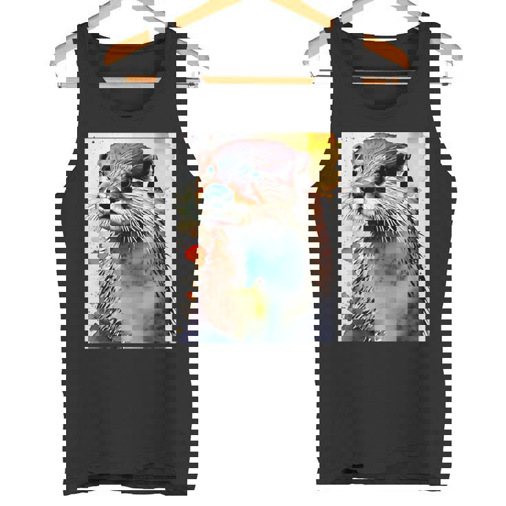 コツメカワウソ【どうぶつフレンズ】水彩画 動物 かわいい おしゃれ イラスト タンクトップ