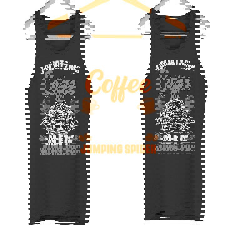 コーヒーを飲んで、面白いハエトリグモを撫でたいだけ タンクトップ