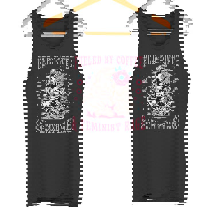 コーヒーフェミニストの怒りに支えられたスケルトンフェミニスト フェミニズム タンクトップ