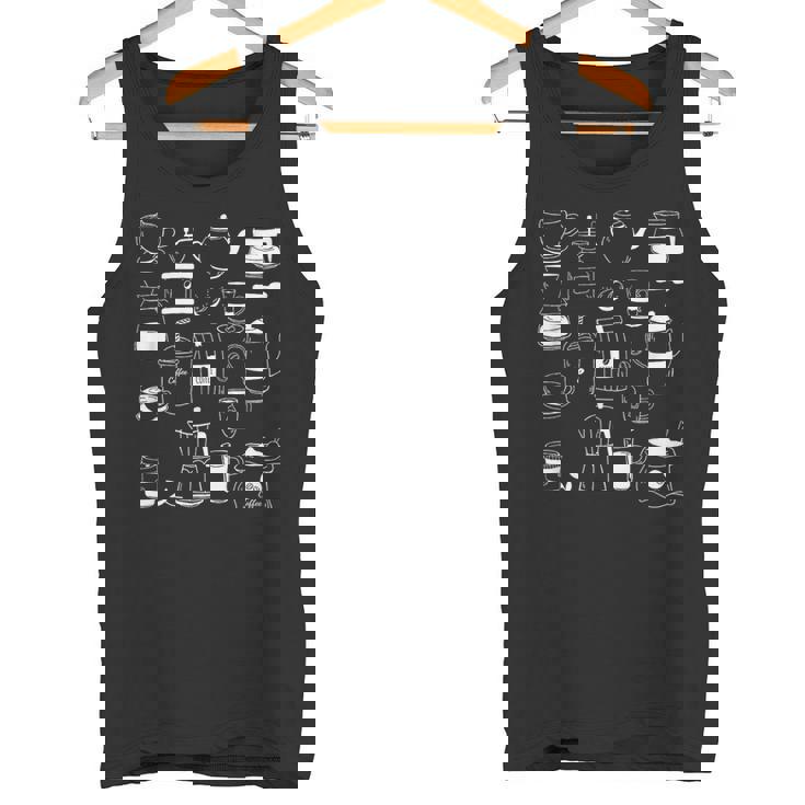 コーヒー柄 カフェイン エスプレッソ カプチーノ カフェインレス カフェ タンクトップ