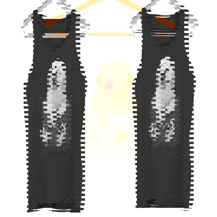 ゴールデンレトリバー ポケットに入った子犬 タンクトップ