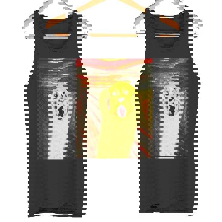 ゴールデンレトリバー 面白いtシャツ 犬 ムンクの叫び かわいい メンズ 子供 おもしろ 服 グッズ ネタ タンクトップ