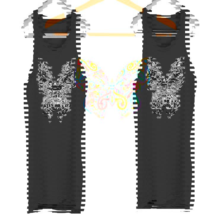 サイケデリック 蝶 神聖な曼荼羅デザイン チャクラ ラブアート タンクトップ