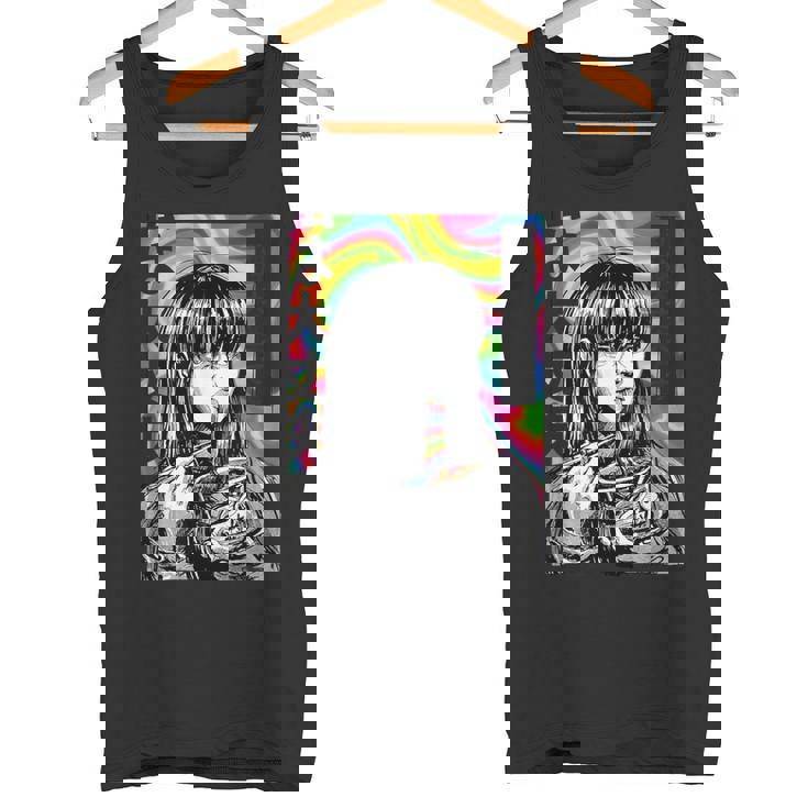 サイケデリック・ラーメン・アニメ・ガール マンガ・インスタント・ヌードル・ガール タンクトップ