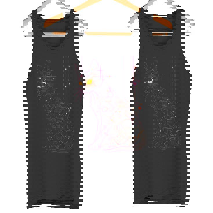 サイバネティックな強化を施したビクトリア朝のゴシック サイバーパンク猫 タンクトップ