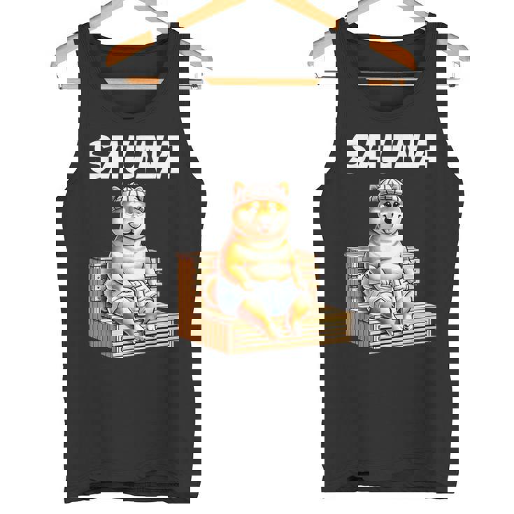 サウナauna さうな 整う アウトドア 焚火 おもしろ 犬 柴犬好き 柴犬 名言 文字 面白い ふざけた ネタ タンクトップ