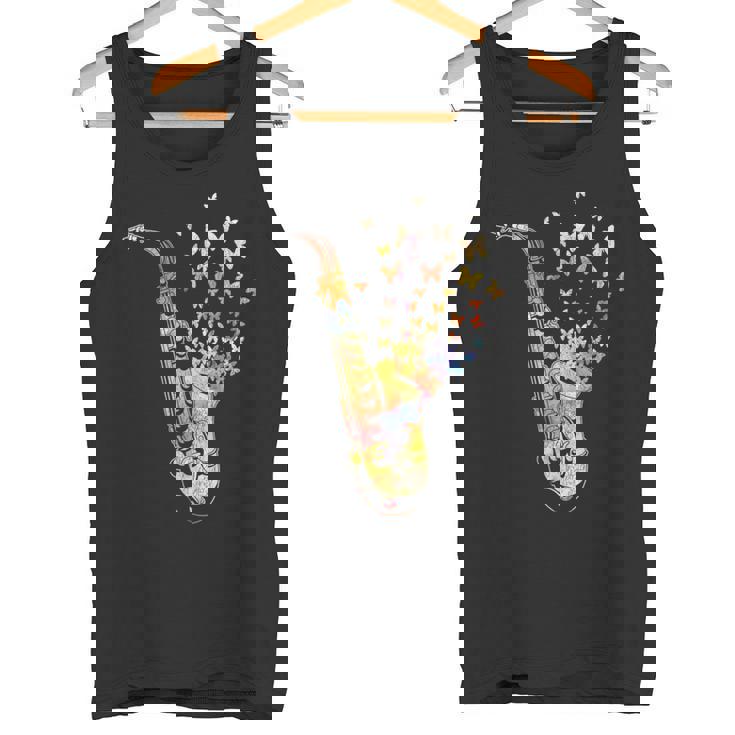 サクソフォニスト コロラド 蝶 音符 ジャズサックス タンクトップ