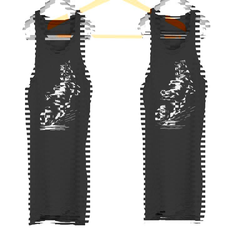 サッカーボール グラフィック 猫 スポーツ コスチューム ギフト タンクトップ