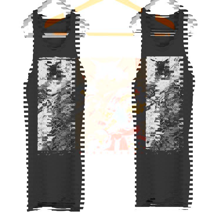 サムライ 猫戦士 浮世 墨絵 猫 サムライ タンクトップ