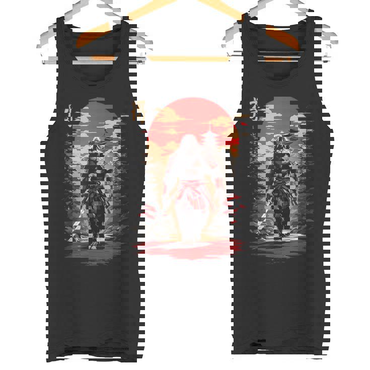 サムライビッグフット 日本のヴィンテージデザイン 面白い浮世絵アート タンクトップ