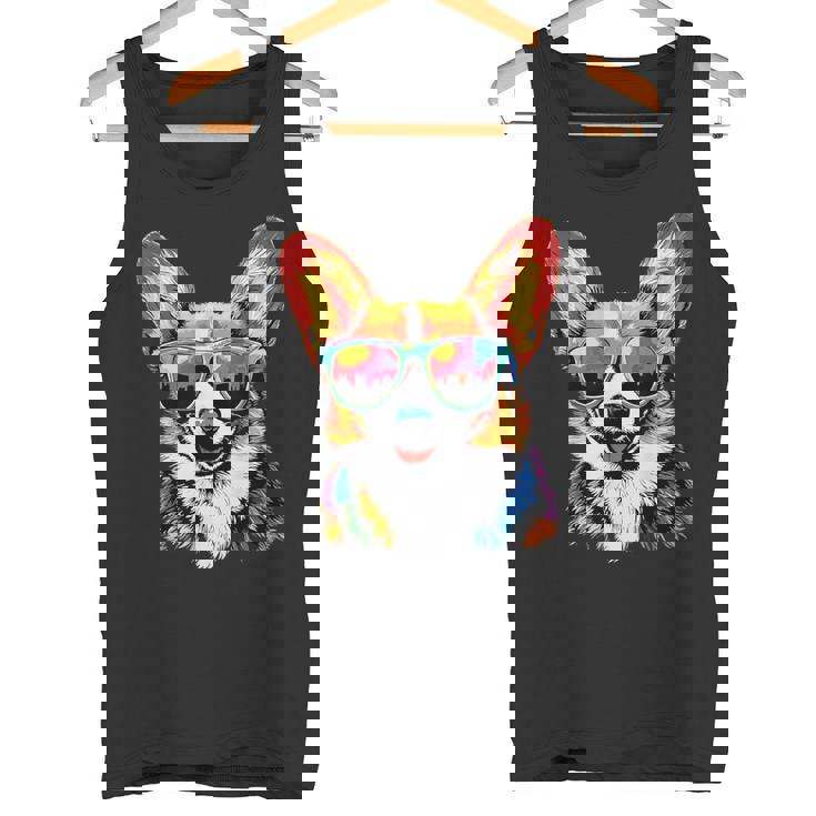 サングラスとコーギー ウェルシュ・コーギー犬 甘いウェルシュ・コーギー タンクトップ