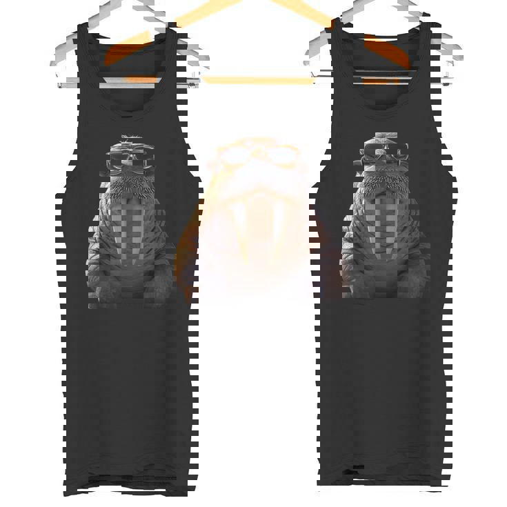 サングラスの牙を持つセイウチ アザラシ セイウチ タンクトップ