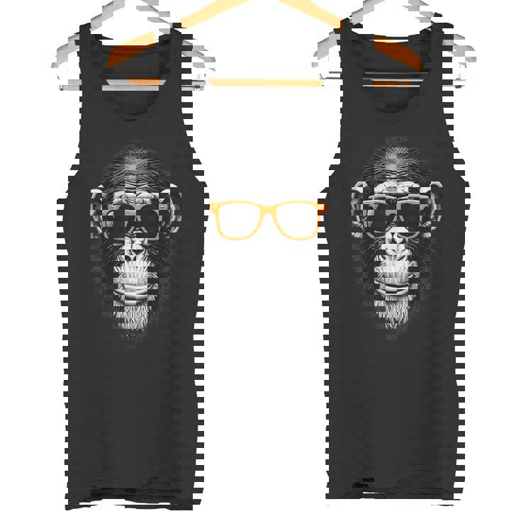 サングラスをかけたクールなチンパンジー猿グラフィックアート タンクトップ
