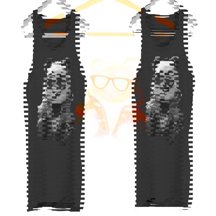 サングラスをかけたパンダベア動物の友人愛かわいいパンダベア タンクトップ