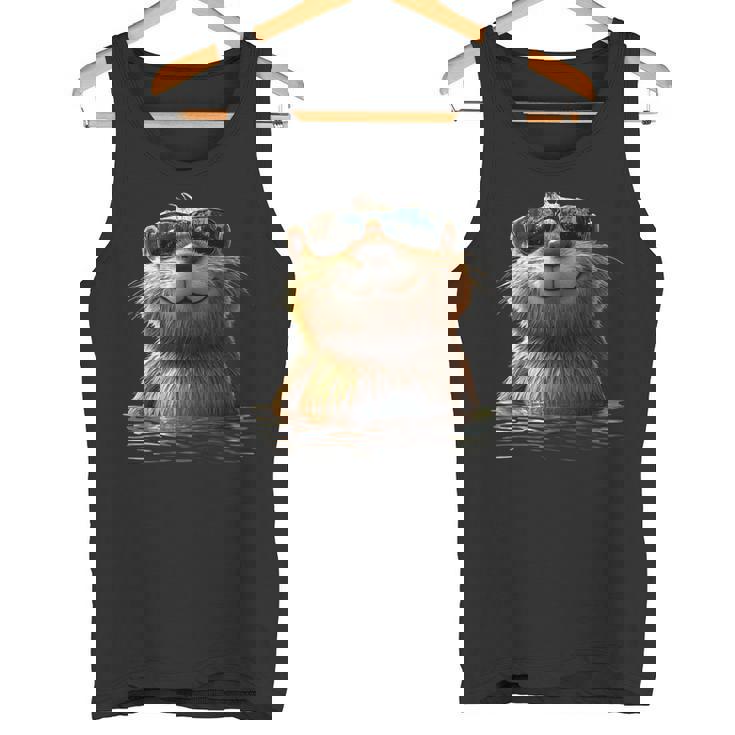 サングラスをかけたビーバー げっ歯類が大好き かわいいビーバー タンクトップ