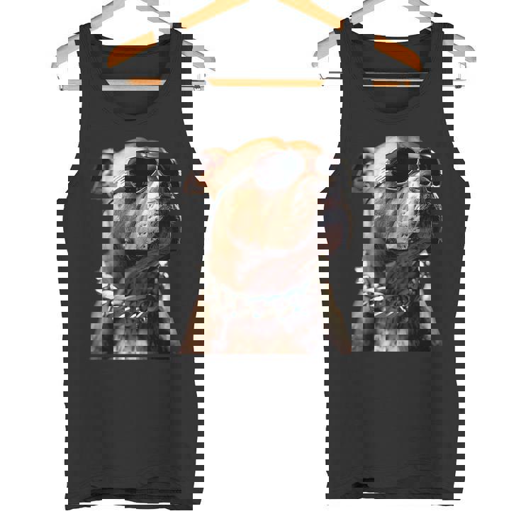 サングラスをかけたピットブル アメリカン・ピット・ブル・テリア タンクトップ