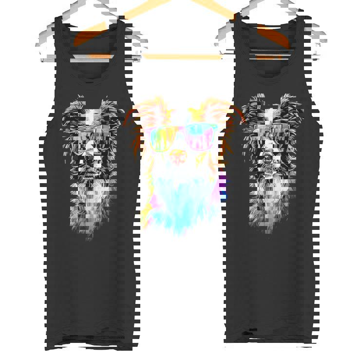 サングラスをかけたボーダーコリー 子犬 かわいいボーダーコリー タンクトップ