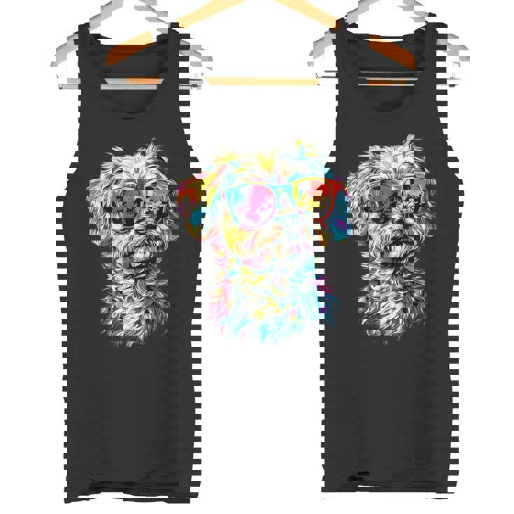 サングラスをかけたマルチーズ マルチーズ犬は甘いマルチーズが大好き タンクトップ