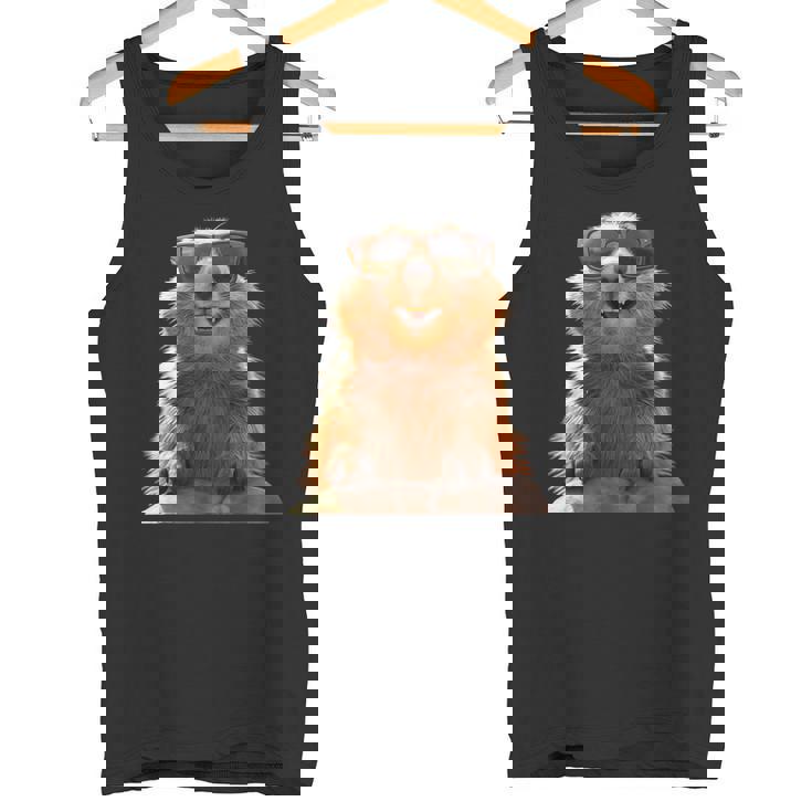 サングラスをかけたマーモット 齧歯類 地リス マーモット タンクトップ