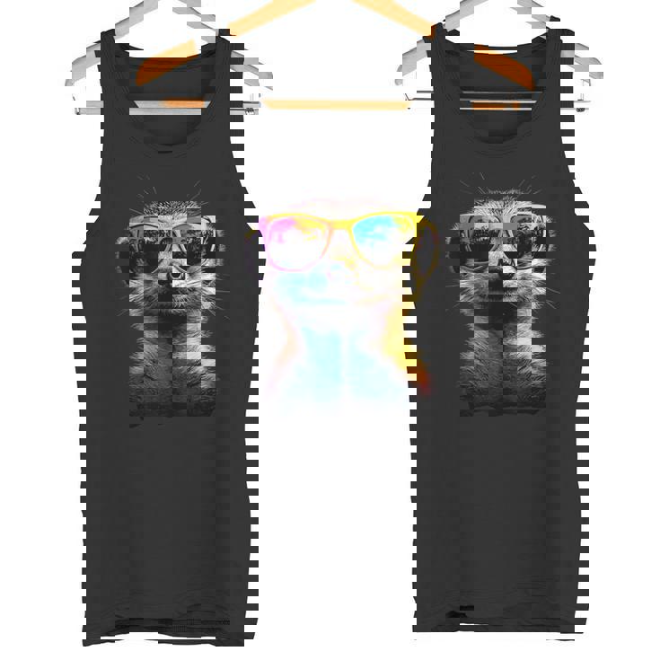 サングラスをかけたミーアキャット カラフルかわいいミーアキャット タンクトップ